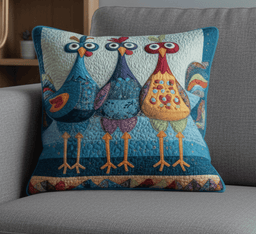 Funky Chicken Quilted Pillow Case Throw Pillows For Couch Gift For Chicken Lovers