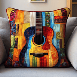 Guitar Quilted Pillow Case Colorful Throw Pillows Gift For Guitar Lovers