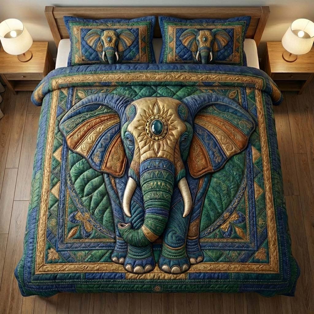 Gentle Jumbo Quilted Bedding Set Ethnic Art Home Decor Fathers Day Ideas