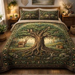 Noble Roots Quilted Bedding Set Tree Of Life King Size Quilt Sets Gift For Mom