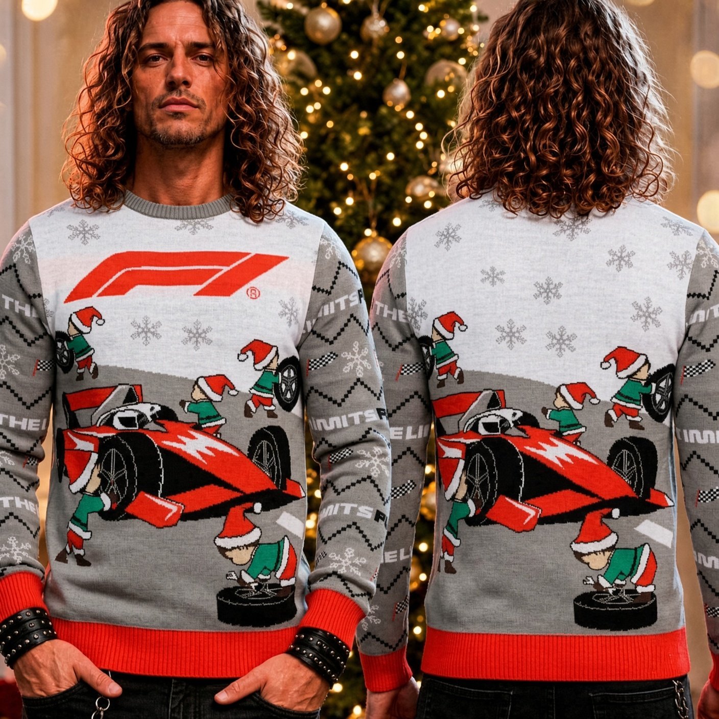 Formula 1 F1 Red Racing Car Ugly Christmas Sweater Formula 1 Xmas Clothing Holiday Gift