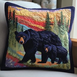 Bear Wander Quilted Pillow Case Throw Pillow Covers Gift For Bear Lovers
