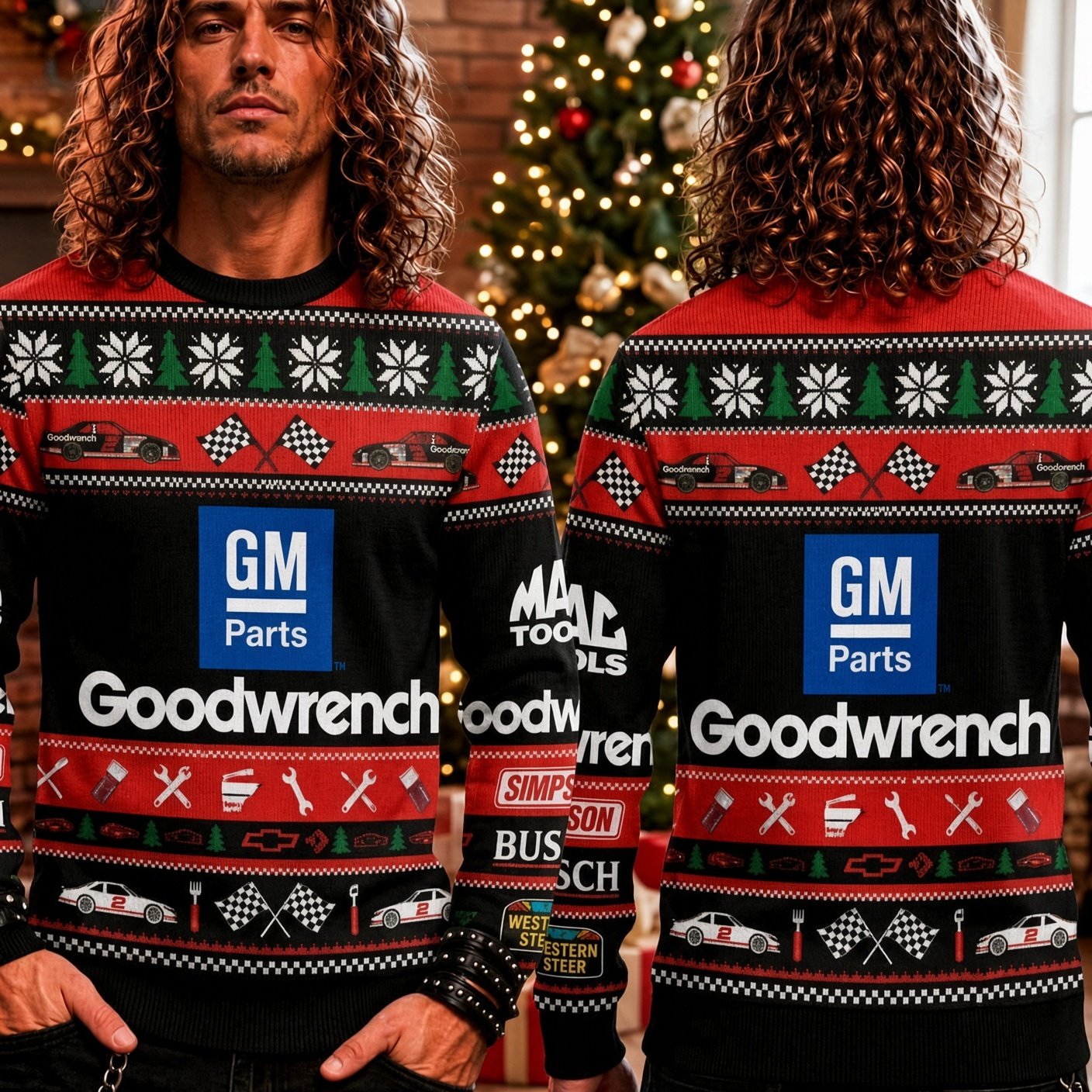 NASCAR GM Goodwrench Service Plus 2 Racing Car Ugly Xmas Sweater Goodwrench Xmas Wear