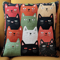 Colorful Cat Gaze Quilted Pillow Case Throw Pillow Covers Gift For Cat Lovers