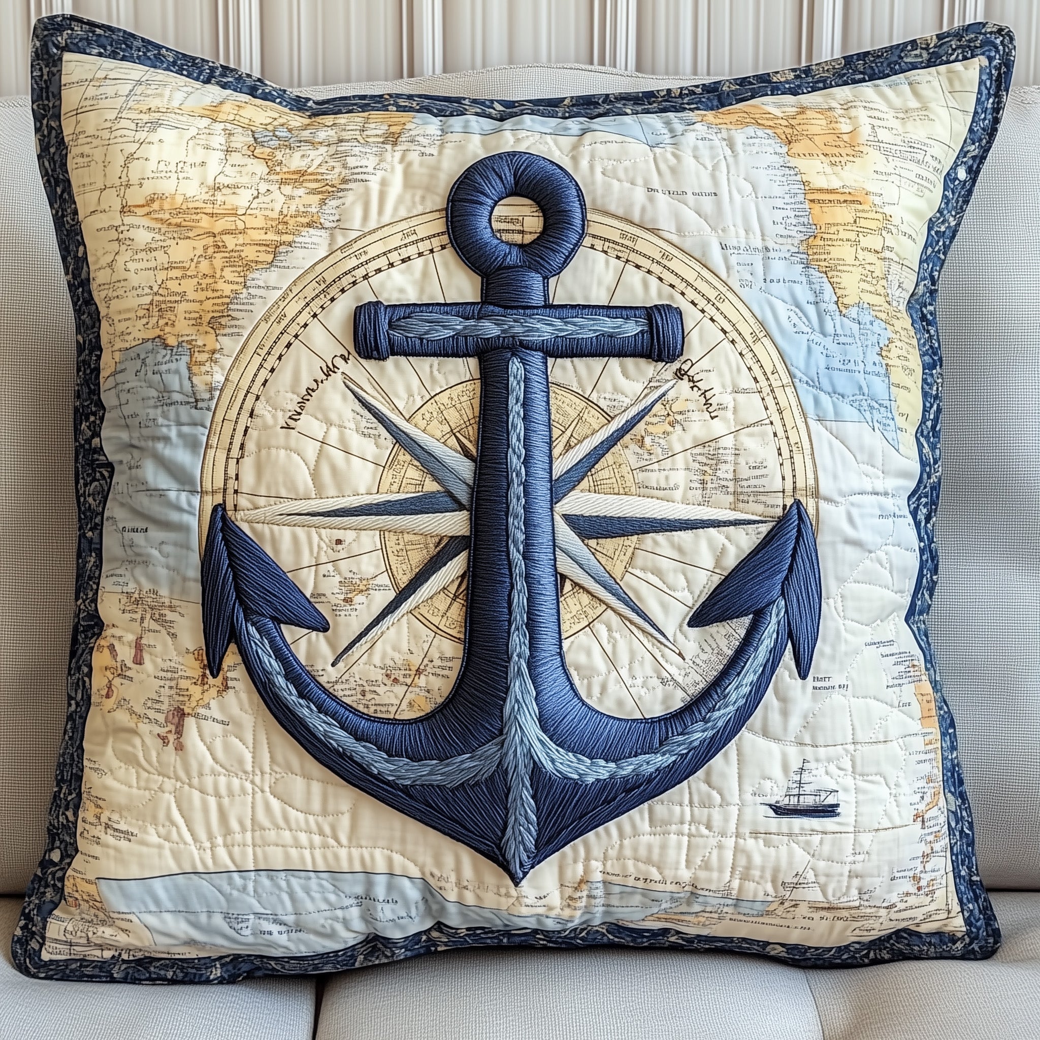 Nautical Anchor Quilted Pillow Case Throw Pillows For Couch Dad_s Favorite Gifts