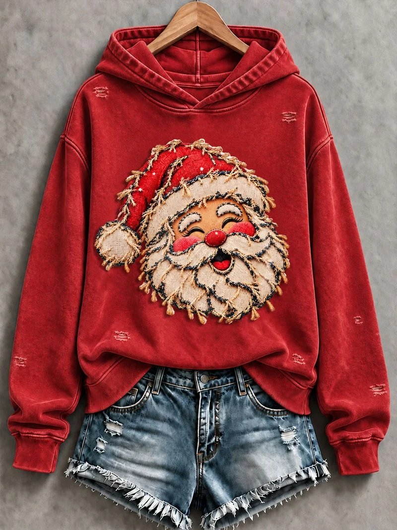 Vintage Christmas Santa Claus Hoodie Women_s Christmas Graphic Clothing Her Gifts
