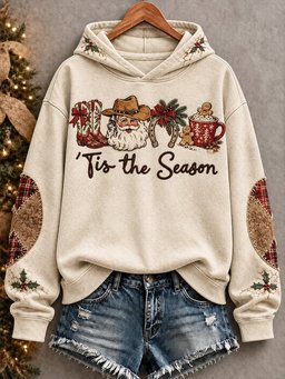 Tis The Season Christmas Art Printed Hoodie Women_s Christmas Clothing Mom Gifts