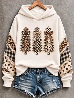 Christmas Tree Art Hoodie Women_s Xmas Holiday Clothes Unique Gifts For Mom