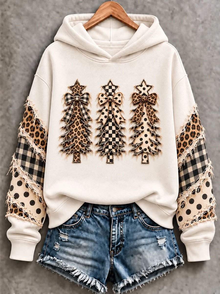 Christmas Tree Art Hoodie Women_s Xmas Holiday Clothes Unique Gifts For Mom
