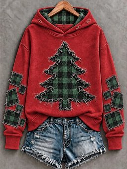 Vintage Christmas Tree Art Hoodie Xmas Clothing Christmas Gifts For Girlfriend