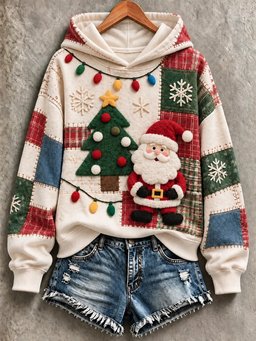 Christmas Print Hoodie Women_s Christmas Holiday Apparel Gifts For Birthday Girl