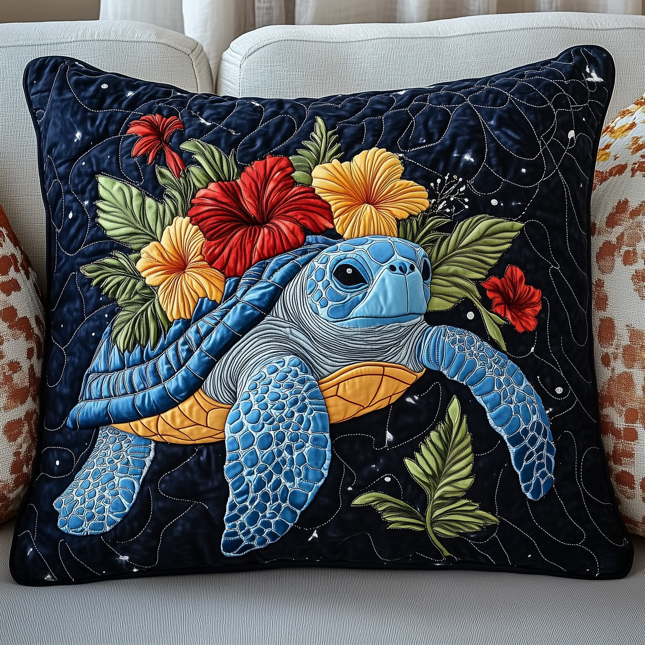 Tropical Turtle Dreams Quilted Pillow Case Decorative Throw Pillows Gift For Women