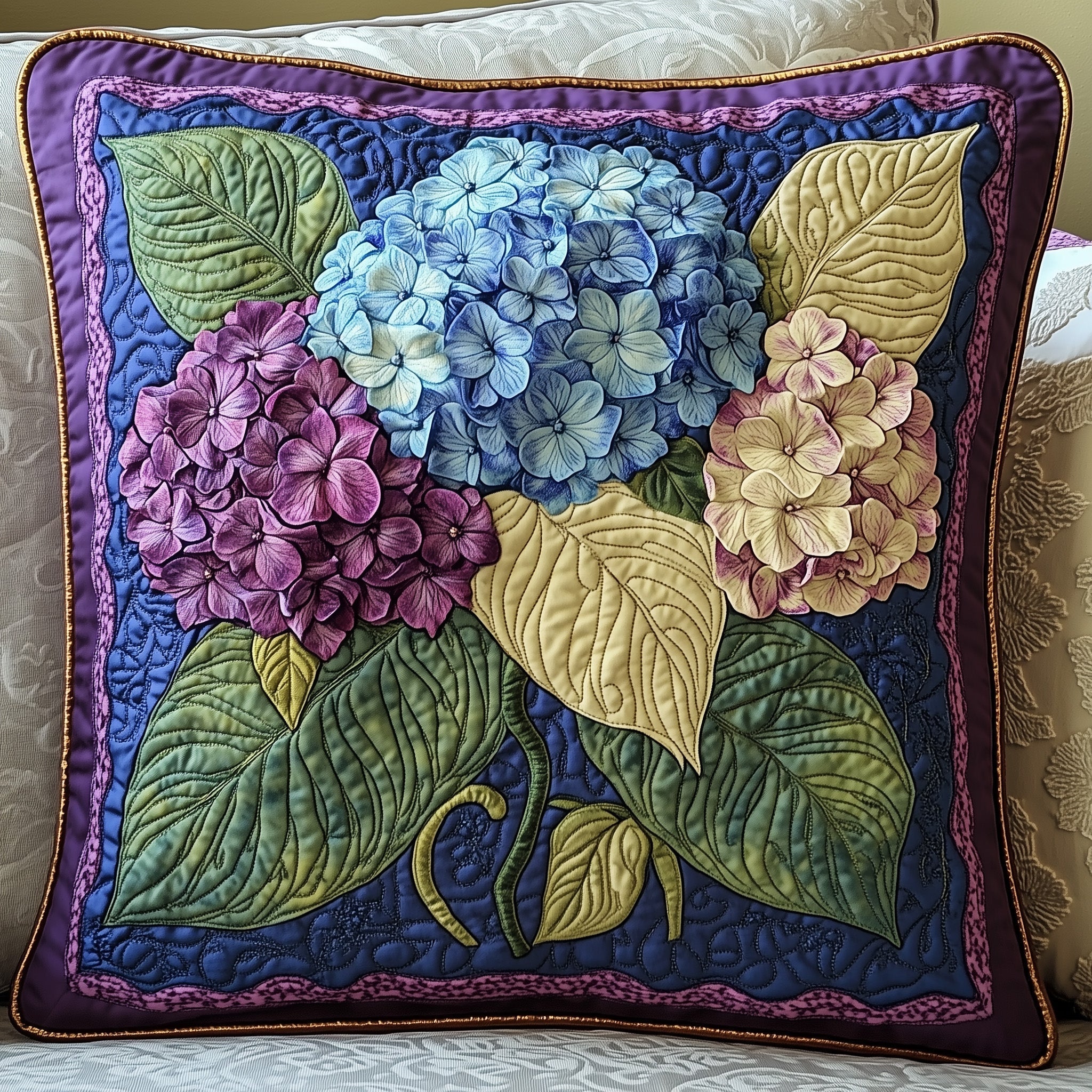 Hydrangea Serenity Haven Quilted Pillow Case Throw Pillow Covers Gifts For Father