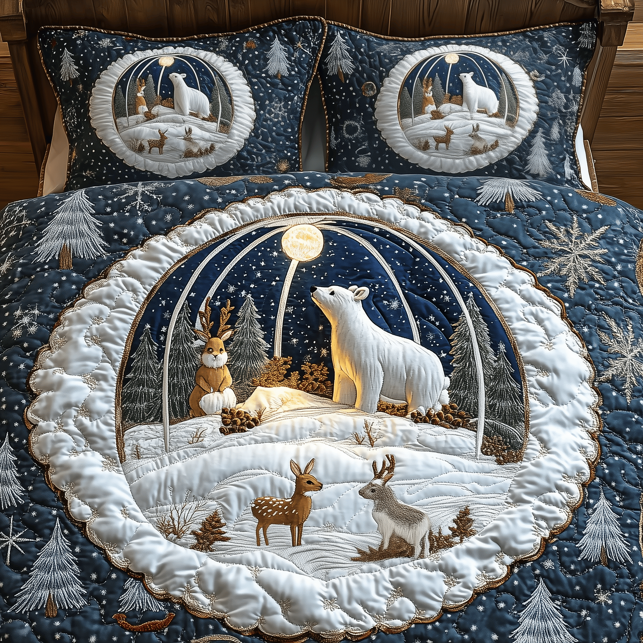 Whimsical Winter Quilted Bedding Set Whimsical Winter Bedspreads King Christmas Gifts