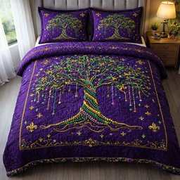 Mardi Gras Tree Quilted Bedding Set Carnival Tree Twin Duvet Covers  Boho Mystic Decor
