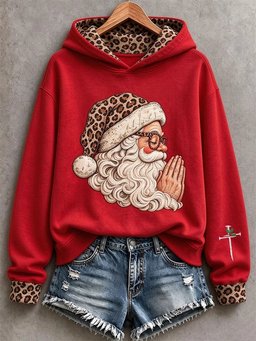 Funny Santa Faith Hoodie Women_s Vintage Christmas Clothes Gifts For Wife