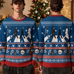 The Beatles Abbey Road Crossing Ugly Christmas Sweater The Beatles Xmas Clothes_
