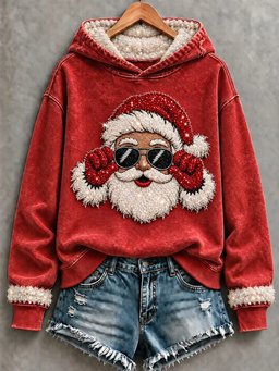 Vintage Santa Claus Art Hoodie Christmas Holiday Clothing Gifts For Daughter
