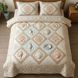 Ocean Treasure Quilted Bedding Set Minimalist Seashell Duvet Covers Comforter Sets Gifts
