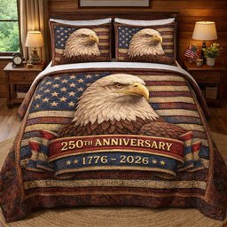 Liberty Legacy Quilted Bedding Set 250th Anniversary Bald Eagle Duvet Covers Husband Gifts