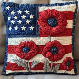 Patriot Petal Quilted Pillow Case Modern Throw Pillows Patriotic Gifts For Her