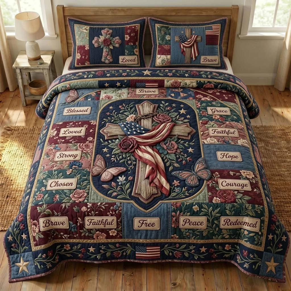 Redeemed Grace Quilted Bedding Set Christian Deer In Forest Twin Duvet Covers Gift Idea