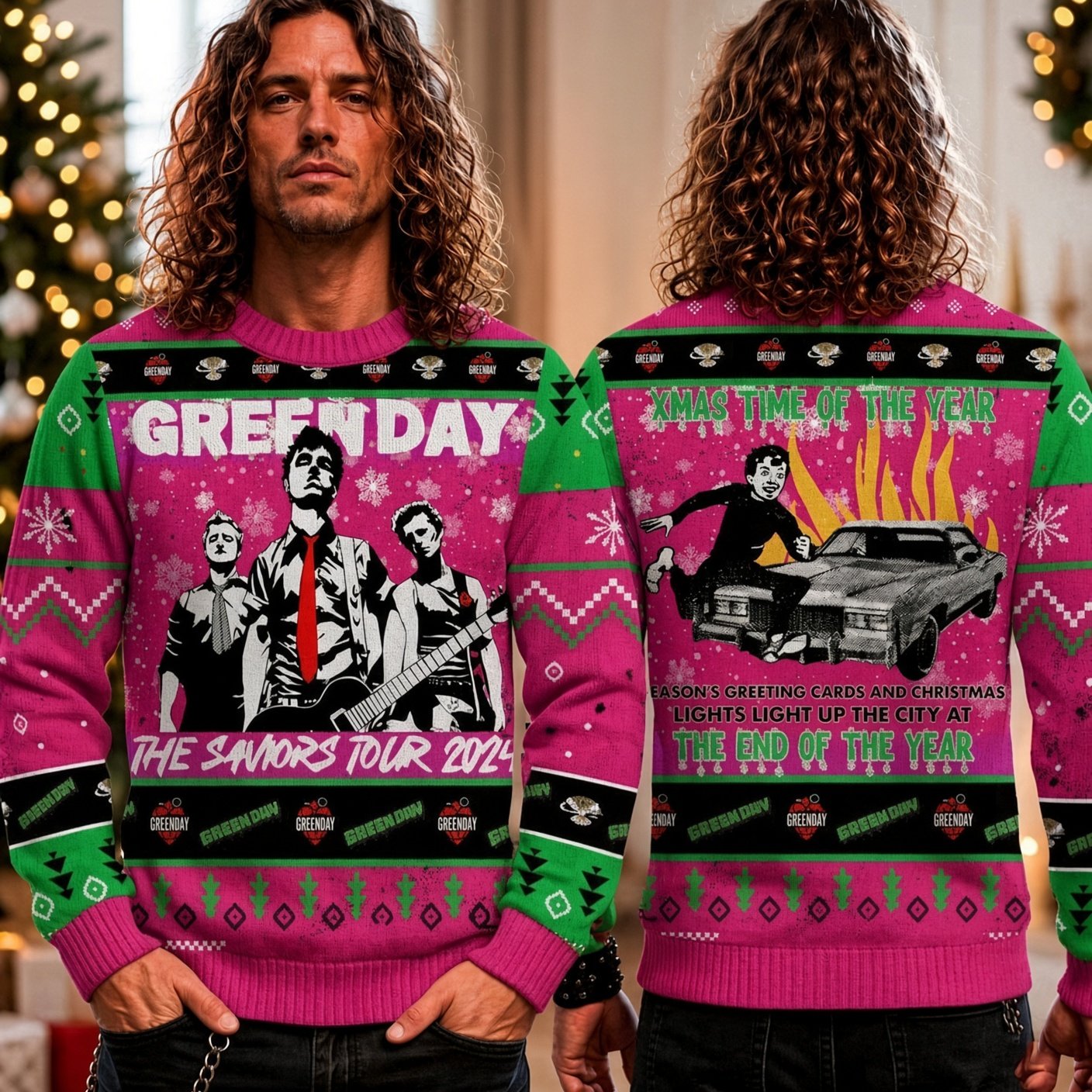Green Day Band The Saviors Tour Ugly Christmas Sweater Green Day Fan Clothing Xmas Gear