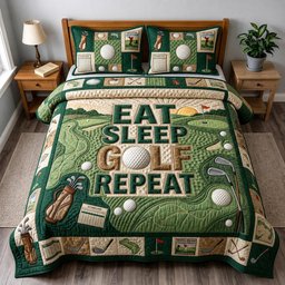 Swing Life Quilted Bedding Set Swing Life Eat Sleep Golf Duvet Covers Gift For Dad_