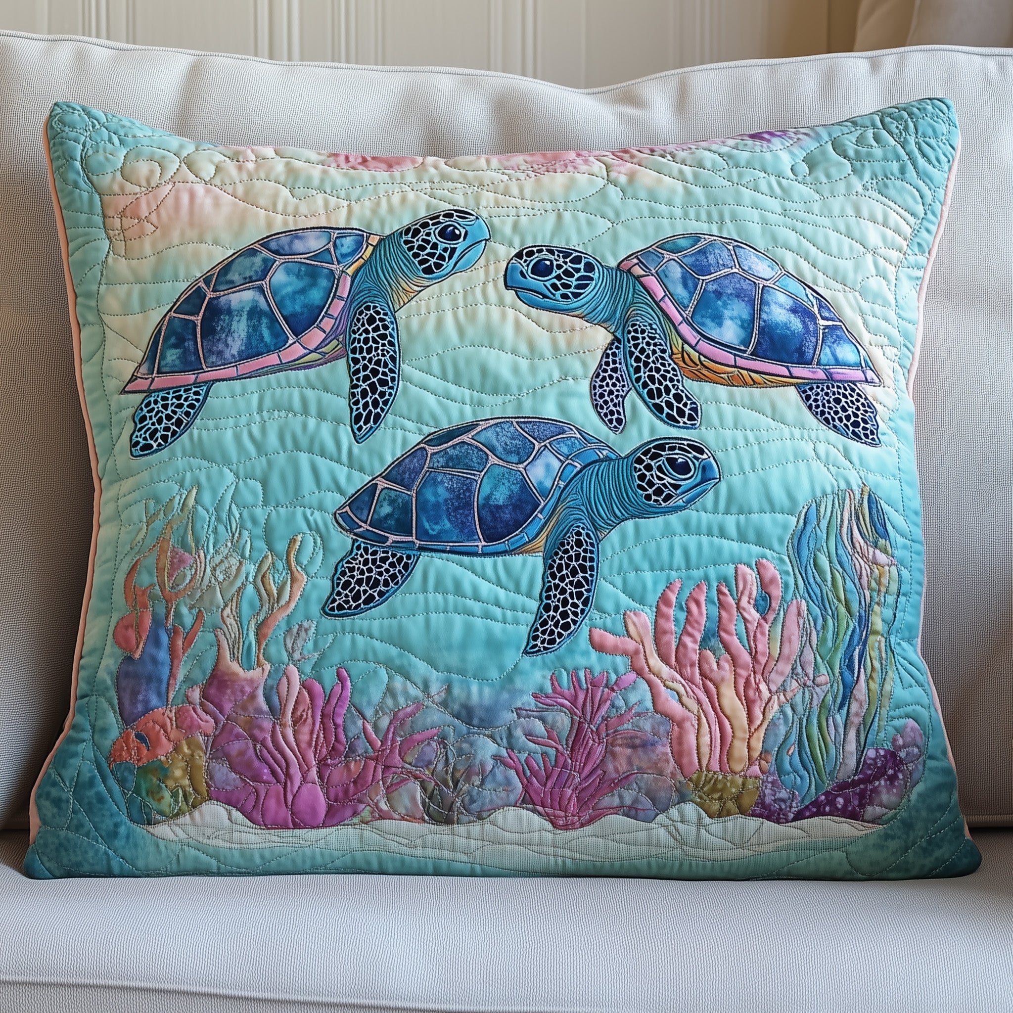 Tropical Turtle Dreams Quilted Pillow Case Decorative Pillow Covers Gifts For Friends