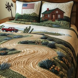 Texas Heritage Land Quilted Bedding Set Farmhouse Duvet Covers King Gift For Dad