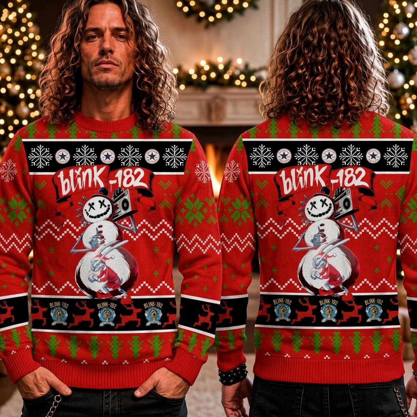 Blink-182 Band Punk Rock Snowman Ugly Christmas Sweater Blink-182 Clothing Xmas Gear