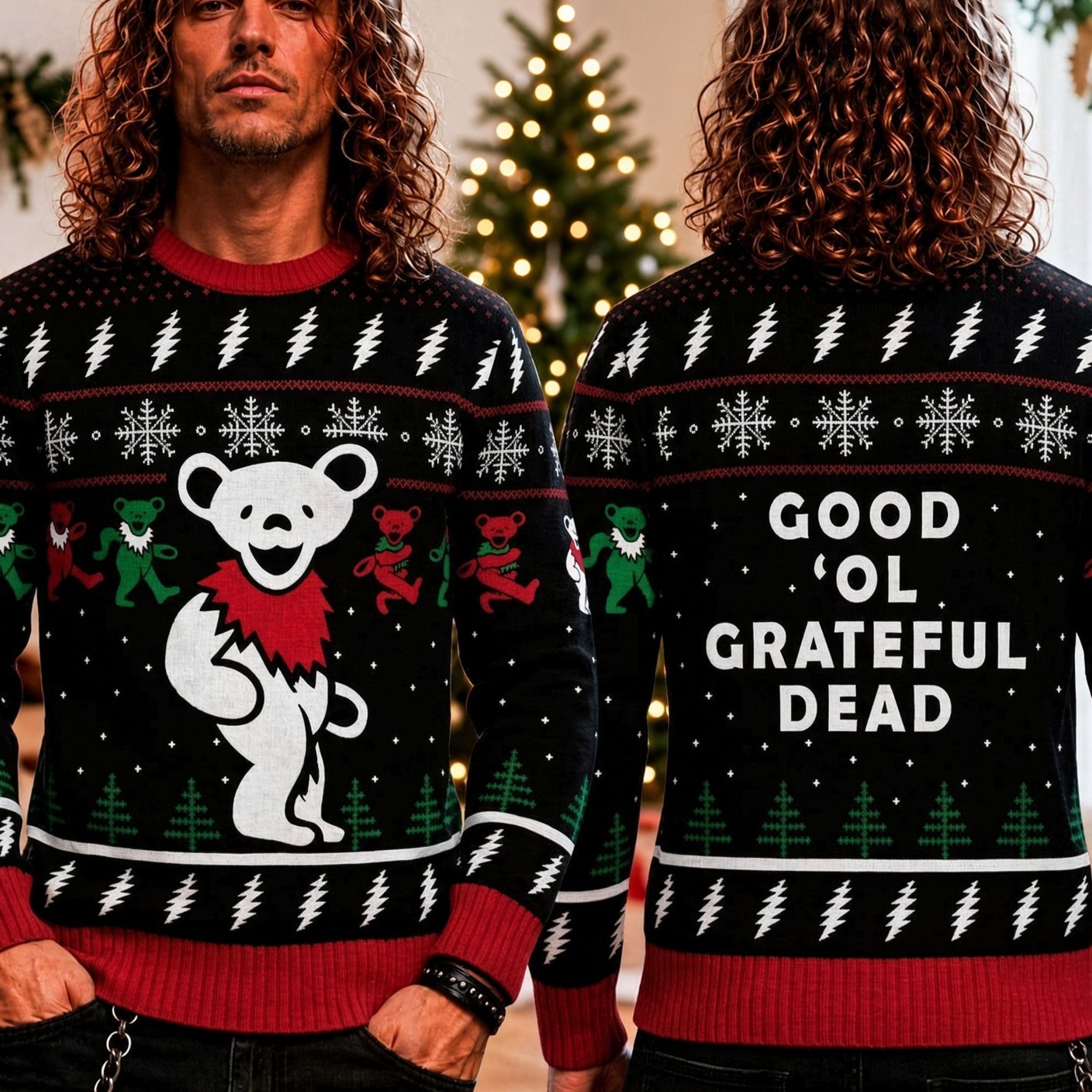 Grateful Dead Dancing Bear Good Ol Ugly Christmas Sweater Grateful Dead Xmas Wear