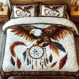 USA Bald Eagle Dream Catcher Quilted Bedding Set Bald Eagle Duvet Covers Western Gifts_