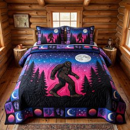 Mystic Sasquatch Quilted Bedding Set Bigfoot Sasquatch Twin Bed Sheets Gift For Dad