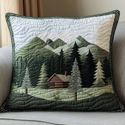 Misty Forest Mountain Quilted Pillow Case Throw Pillow Covers Gifts For Women