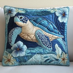 Tropical Turtle Dreams Quilted Pillow Case Ocean Turtle Pillow Case Gift For Home Decor