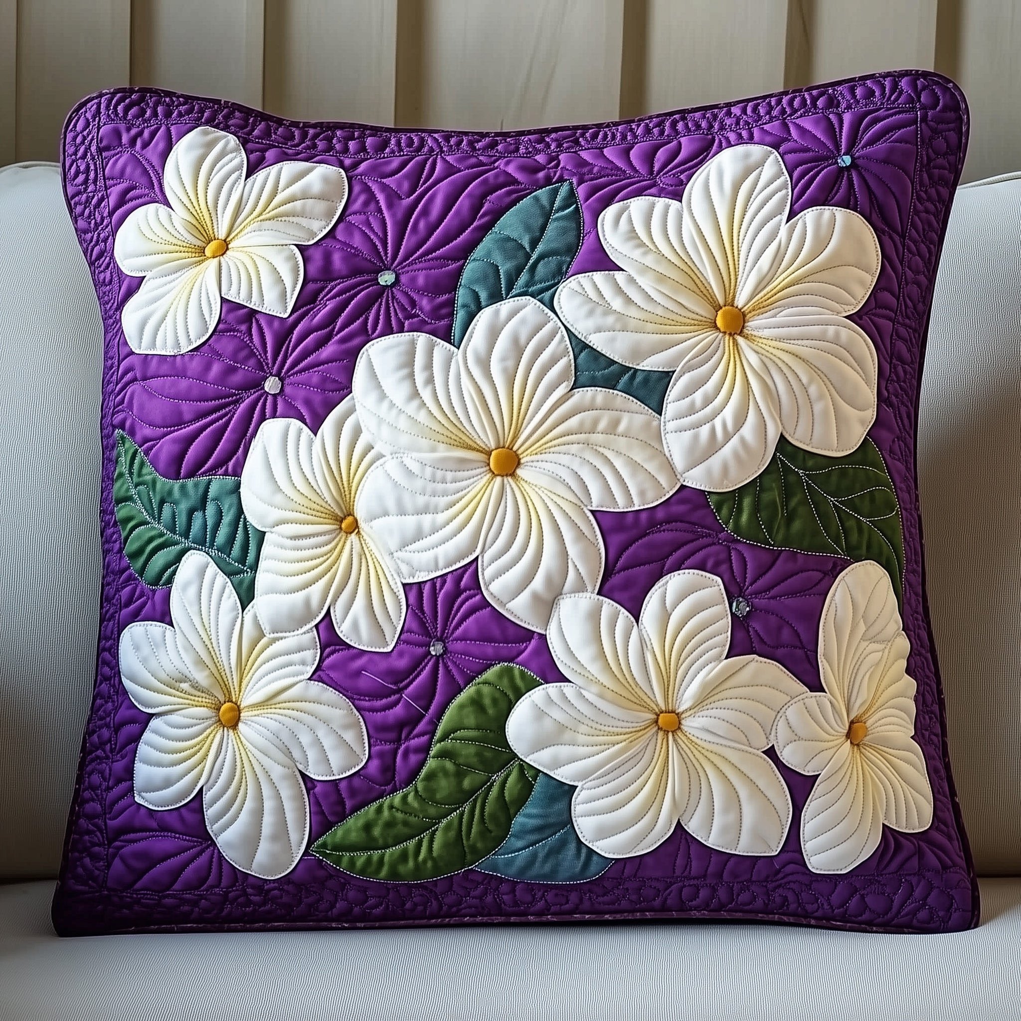 Plumeria Blossom Quilted Pillow Case Purple Pillows Gifts For New Home