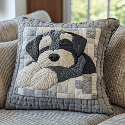 Restful Schnauzer Quilted Pillow Case Sleeping Dog Throw Pillows Dog Lover Gift