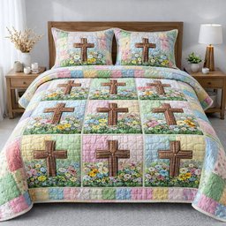 Faithful Sunrise Quilted Bedding Set Christian Quilt Set Christian Gifts For Husband