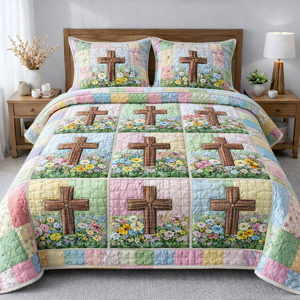Faithful Sunrise Quilted Bedding Set Christian Quilt Set Christian Gifts For Husband
