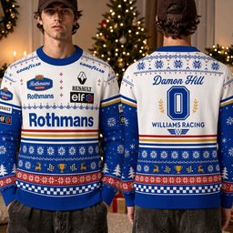 Rothmans Racing Damon Hill Williams Racing F1 Ugly Christmas Sweater Racing Xmas Attire