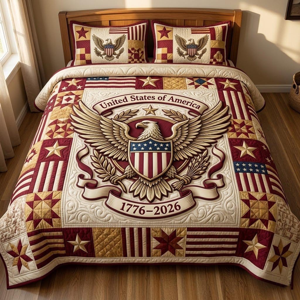 United States Of America Quilted Bedding Set 250 Years Bedding Set Patriotic Gift Ideas