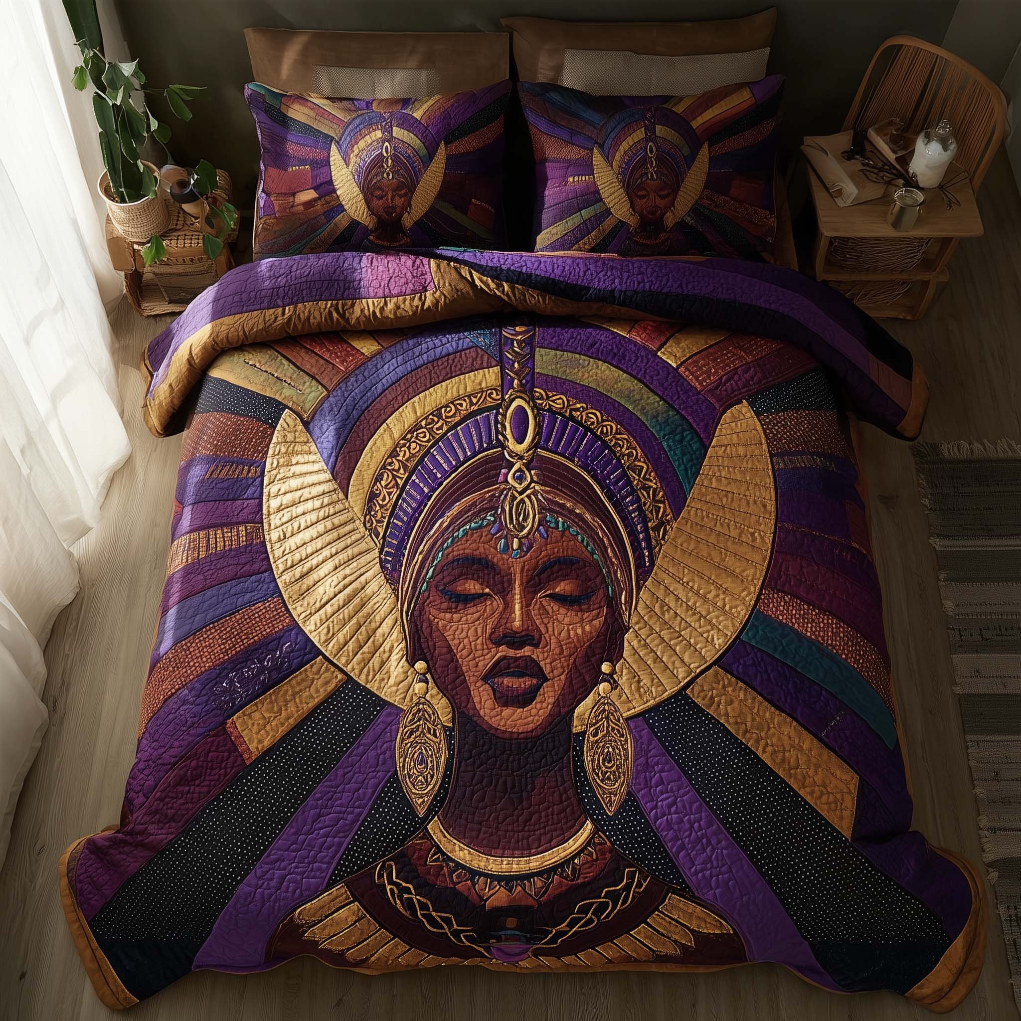 Rich Radiance Quilted Bedding Set African Queen King Size Comforter Gift For Women
