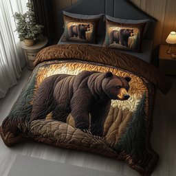 Forest Guardian Quilted Bedding Set Nature Lover Bedding Set Gift For Bear Lovers
