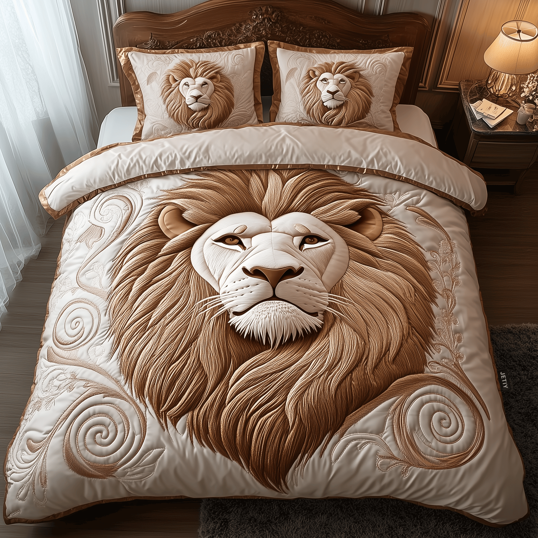 Majestic Lion Quilted Bedding Set Realistic Safari Lion Comforter Sets  Nature Lover Gift_