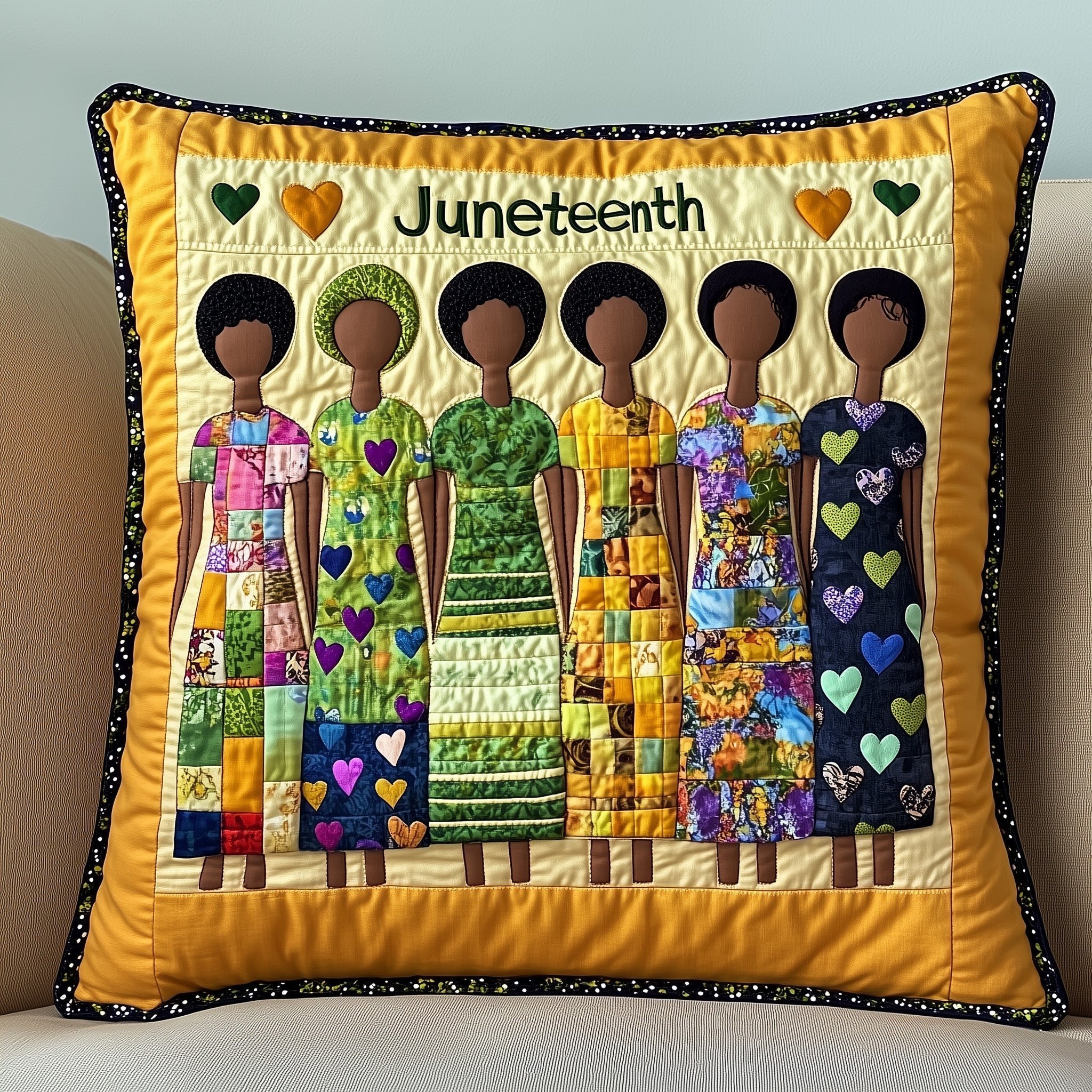 Juneteenth Quilted Pillow Case Cultural Heritage Throw Pillows Travel Lover Gift