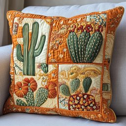 Blooming Cactus Haven Quilted Pillow Case Couch Pillows Gift Ideas For Dad