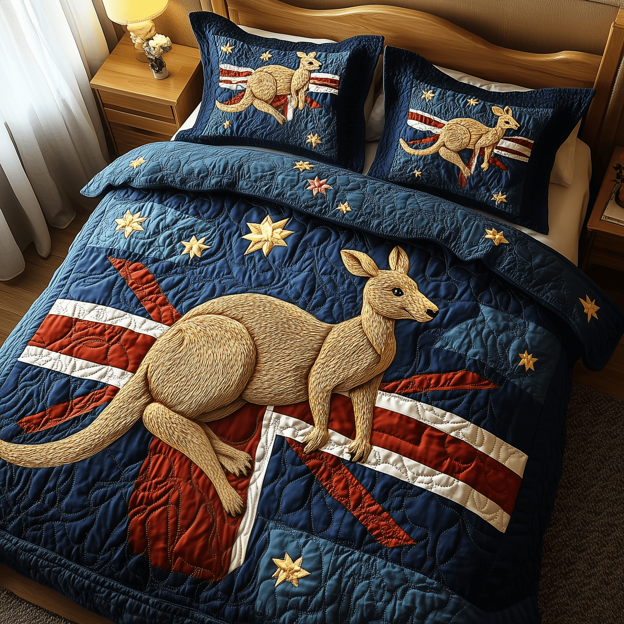 Happy Australia Day Quilted Bedding Set Patriotic Bedding Set Gifts For Family
