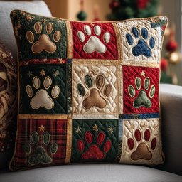 Paws Patchwork Quilted Pillow Case Throw Pillow Covers Gift For Pet Lovers