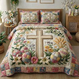 Easter Joy Quilted Bedding Set Jesus Bedding Set Dad_s Favorite Gifts
